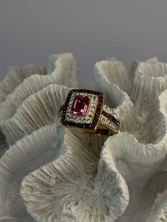 Seta 925 Sterling Silver Gold Plated Spinel Ring Size 10