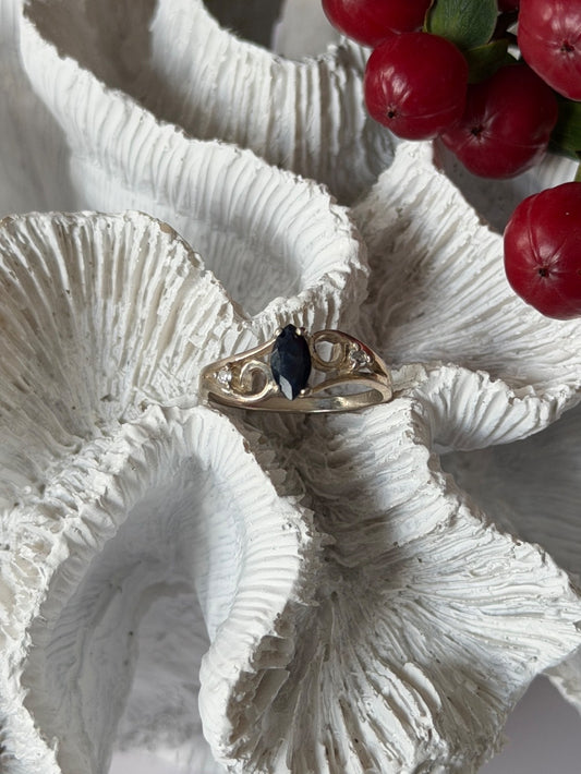 925 Sterling Silver Sapphire & Beryl Ring Size 8