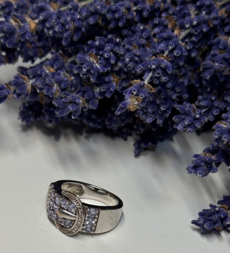 925 Sterling Silver Tanzanite & Beryl Ring Size 6