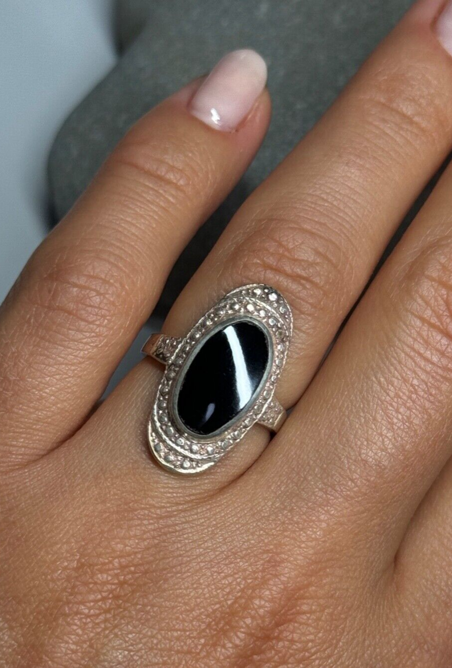 925 Sterling Silver Onyx Ring Size 5.5