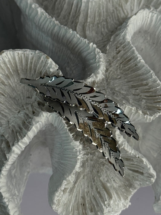 925 Sterling Silver Brooch Leaves Width 2.1 Inch