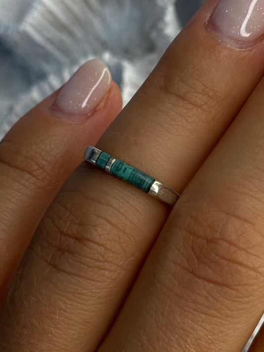 925 Sterling Silver Malachite Ring Size 5