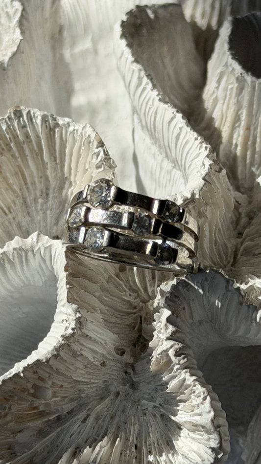 Elegant Design 925 Sterling Silver White Topaz Ring Size 8