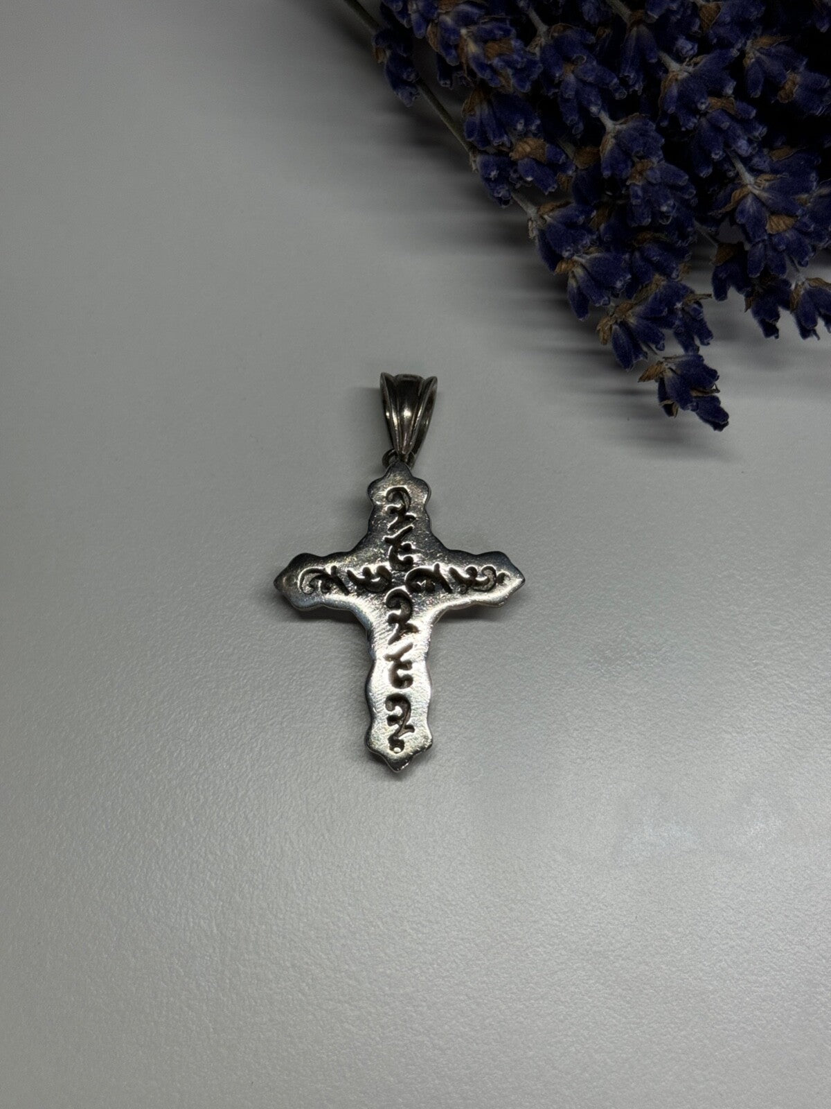 925 Sterling Silver CZ Cross Length 48 Mm