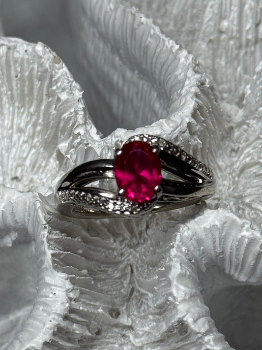 925 Sterling Silver Ruby Ring Size 6