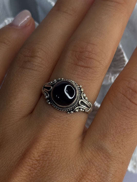 Vintage 925 Sterling Silver Amber Ring Size 9