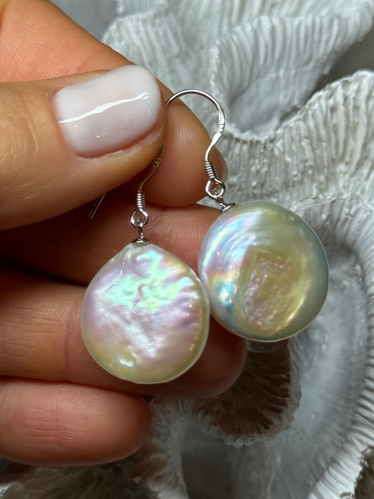 925 Sterling Silver Fresh Water Pearl Earrings Length 1.8 Inch