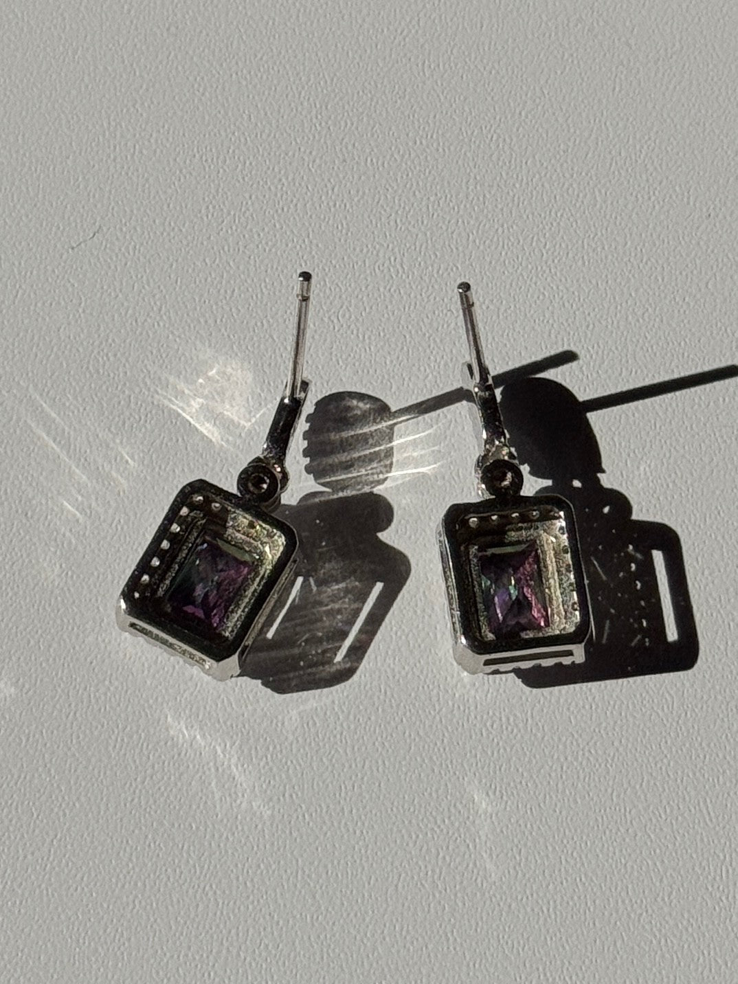 Shiny 925 Sterling Silver Alexandrite & Crystal Earrings