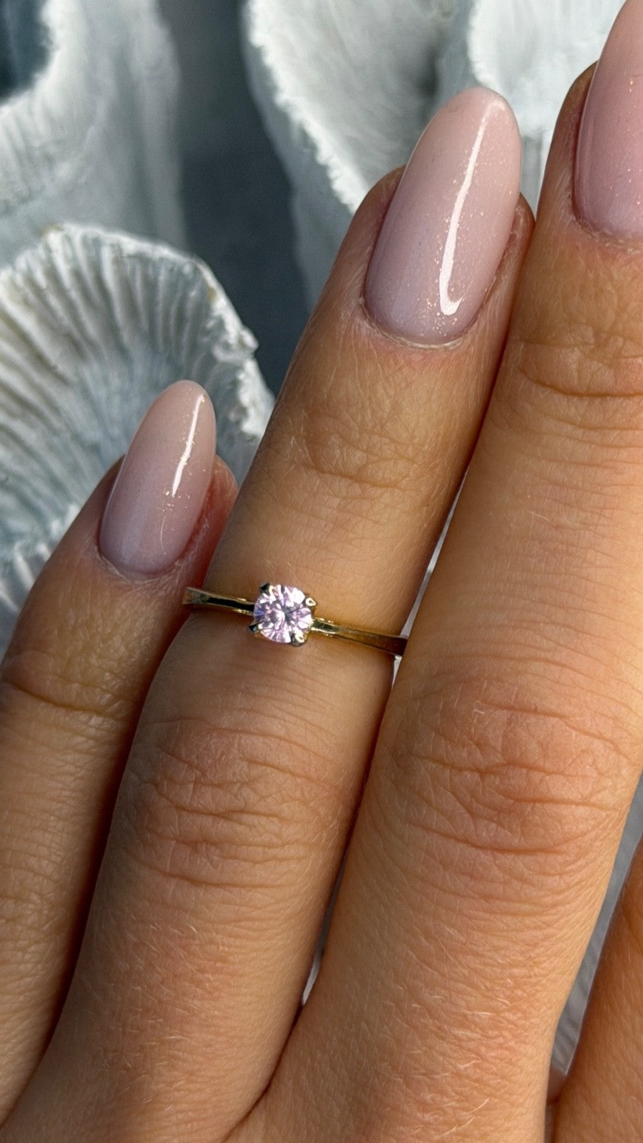 925 Sterling Silver Gold Plated Morganite Ring Size 4