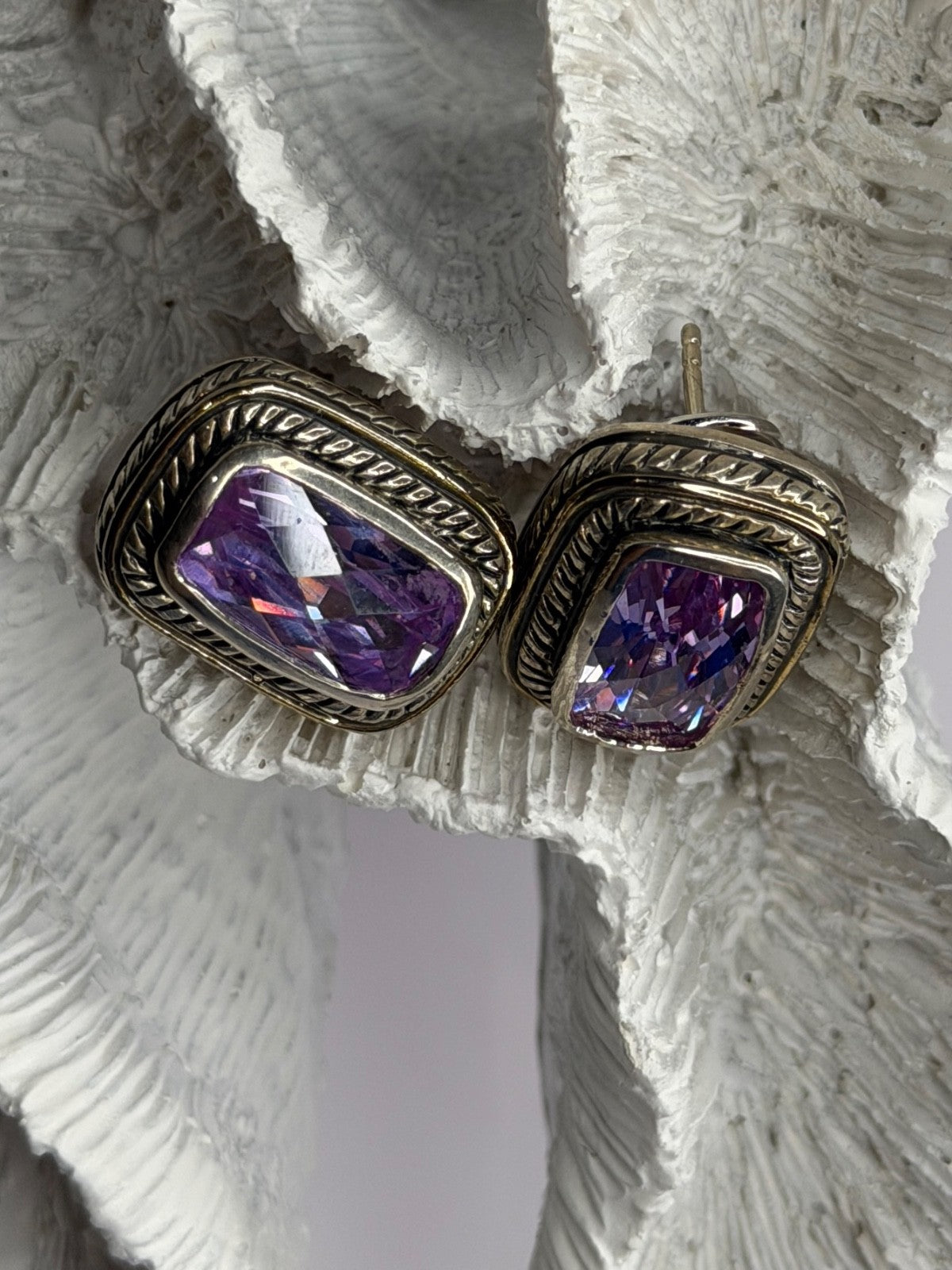 925 Sterling Silver Amethyst Clip-On Earrings