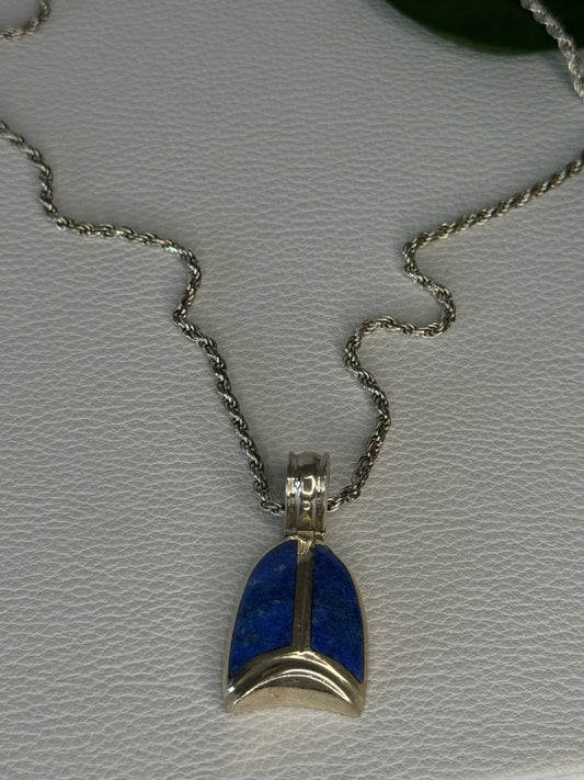 Vintage 925 Sterling Silver Sodalite Necklace Length 20 Inch