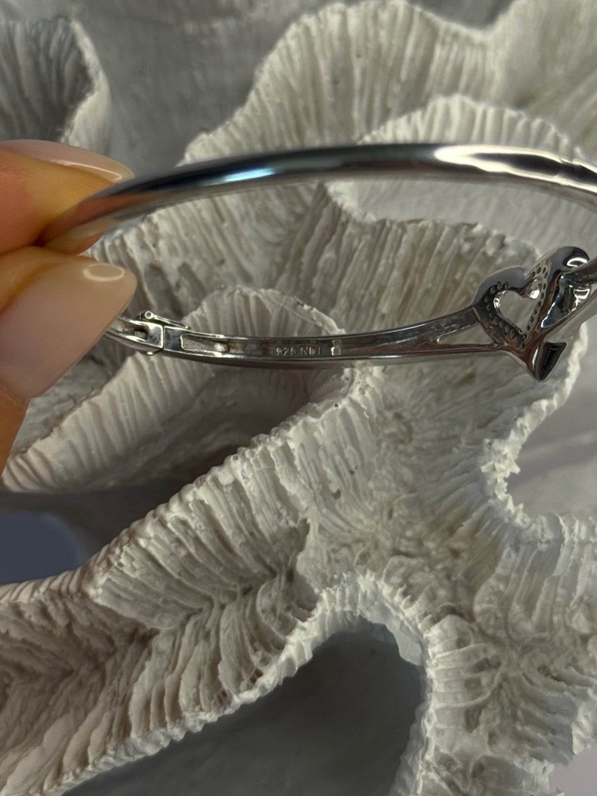 925 Sterling Silver NDI Diamond Heart Bracelet