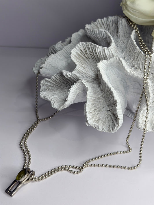 Arrack Lilly 925 Sterling Silver Peridot 2 Chain Necklace