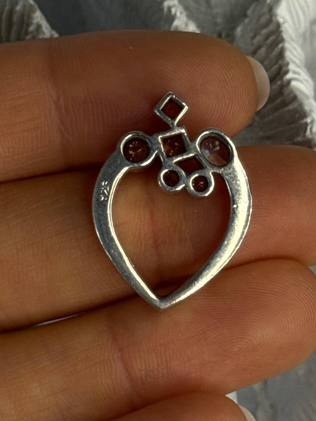925 Sterling Silver Multicolor Spinel Heart Pendant Length 1 Inch