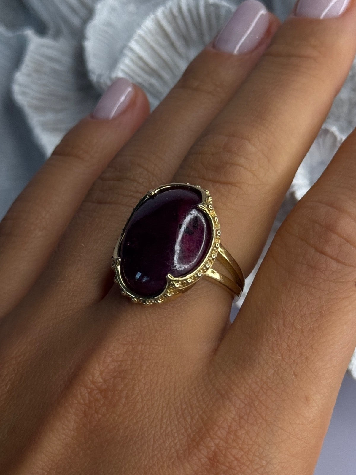 925 Sterling Silver Gold Plated Ruby Ring Size 7.5