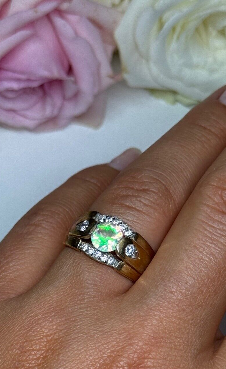 925 Sterling Silver Gold Plated CZ Ring Size 7
