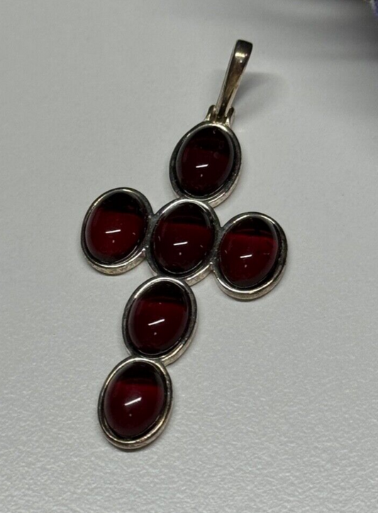 925 Sterling Silver Agate Cross