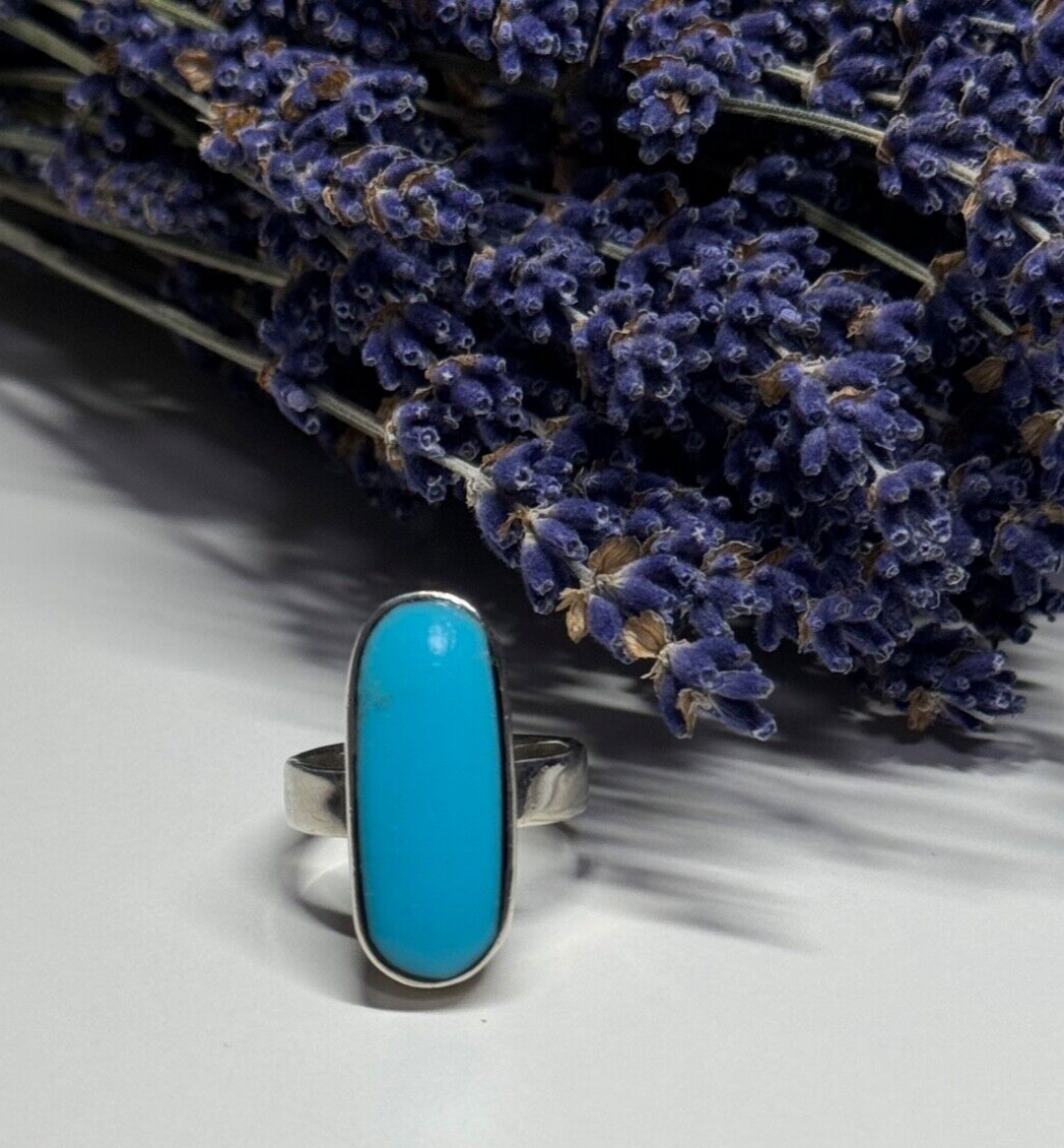 925 Sterling Silver Larimar Ring Size 8