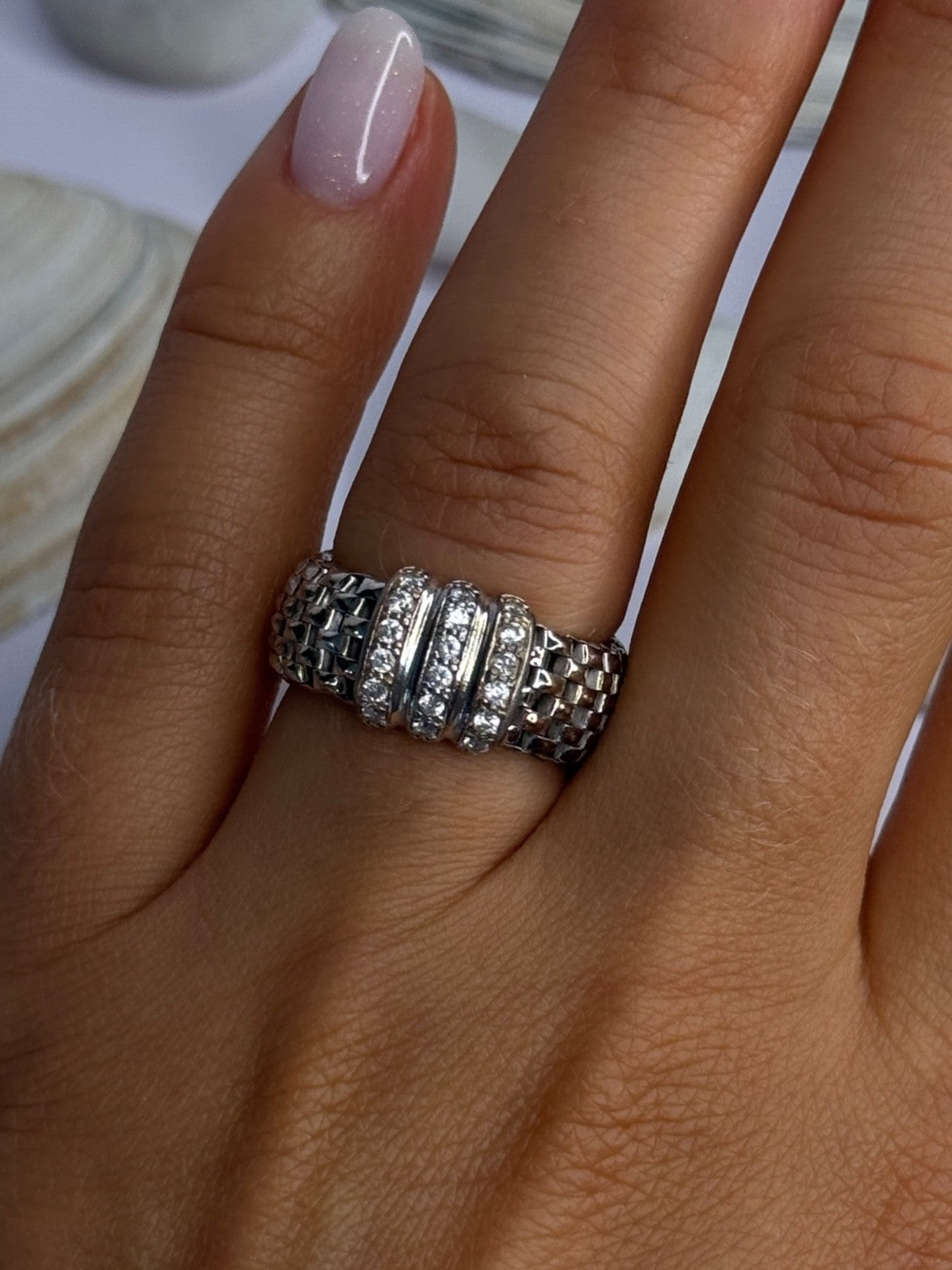 Dyadema Italy 925 Sterling Silver Cz Ring Size 9
