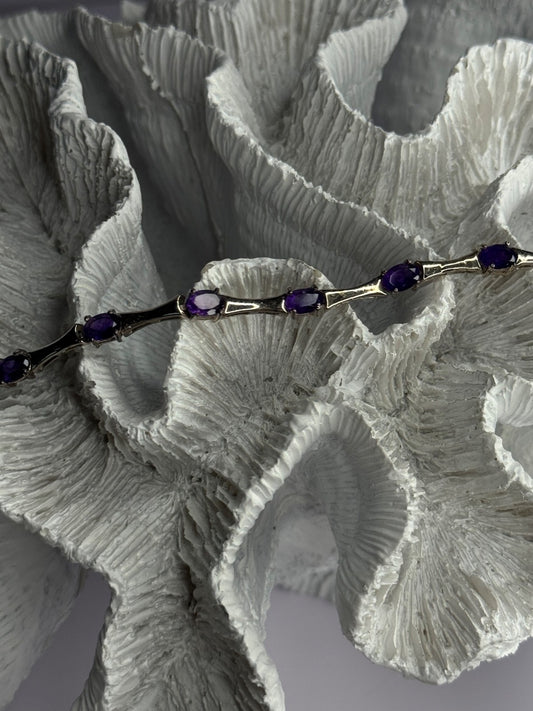 925 Sterling Silver Purple Tourmaline Bracelet Length 7