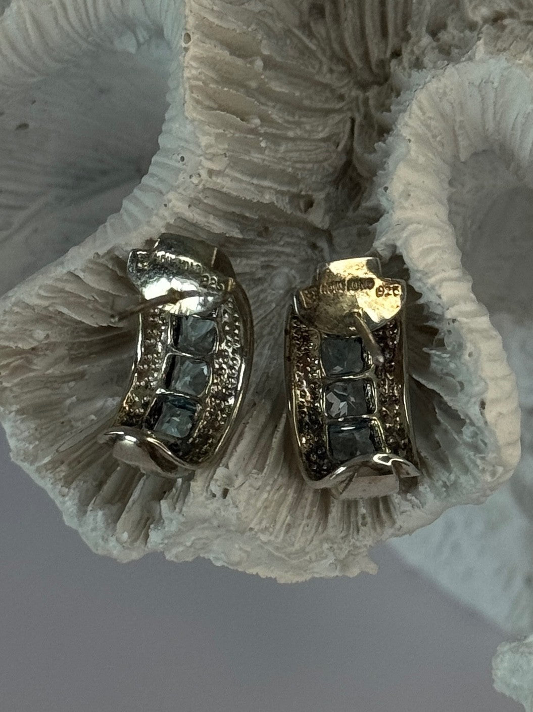 925 Sterling Silver Topaz Earrings Length 0.70 Inch