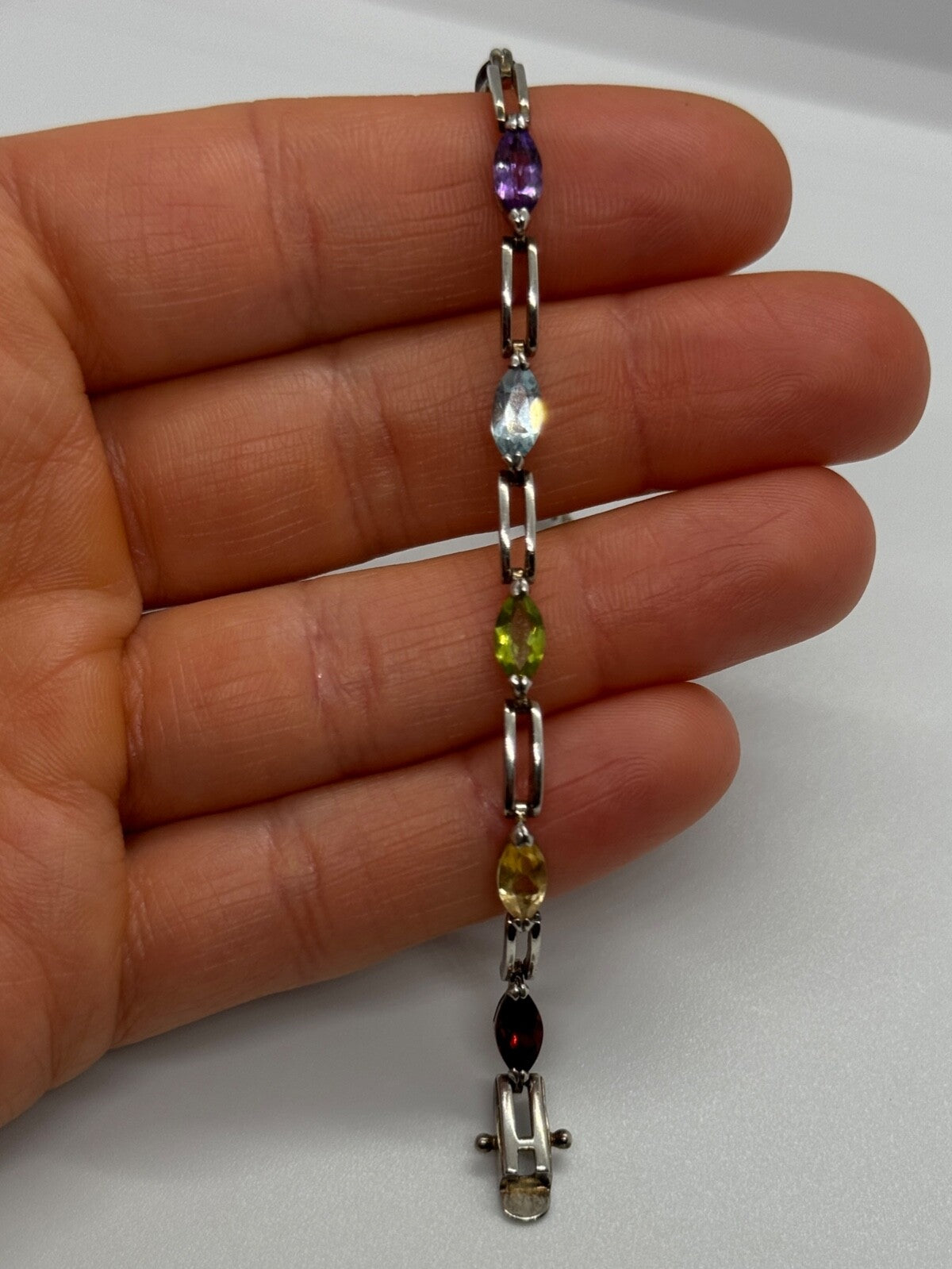 925 Sterling Silver Tourmalines Bracelet