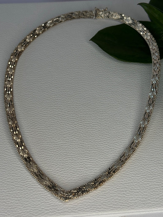 Elegant Italy 925 Sterling Silver Necklace Length 17.5 Inch