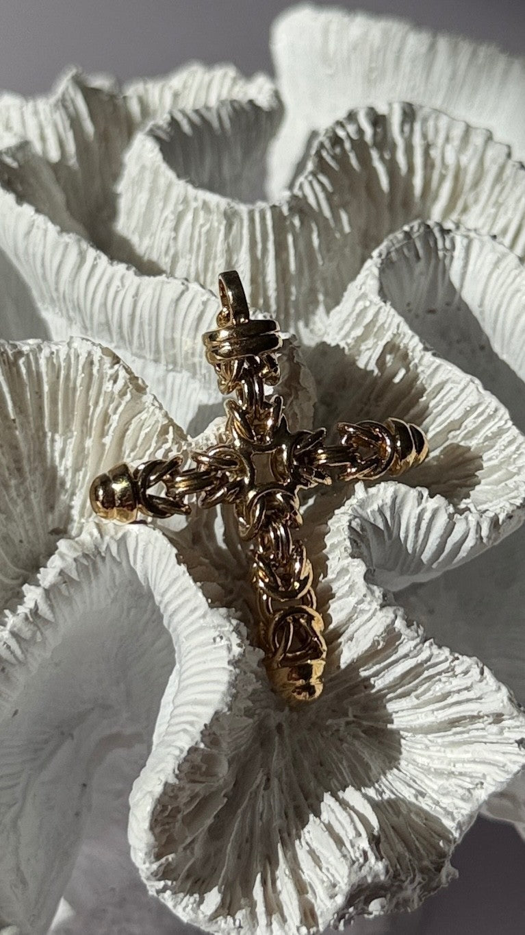 Italy 925 Sterling Silver Gold Plated Cross Pendant