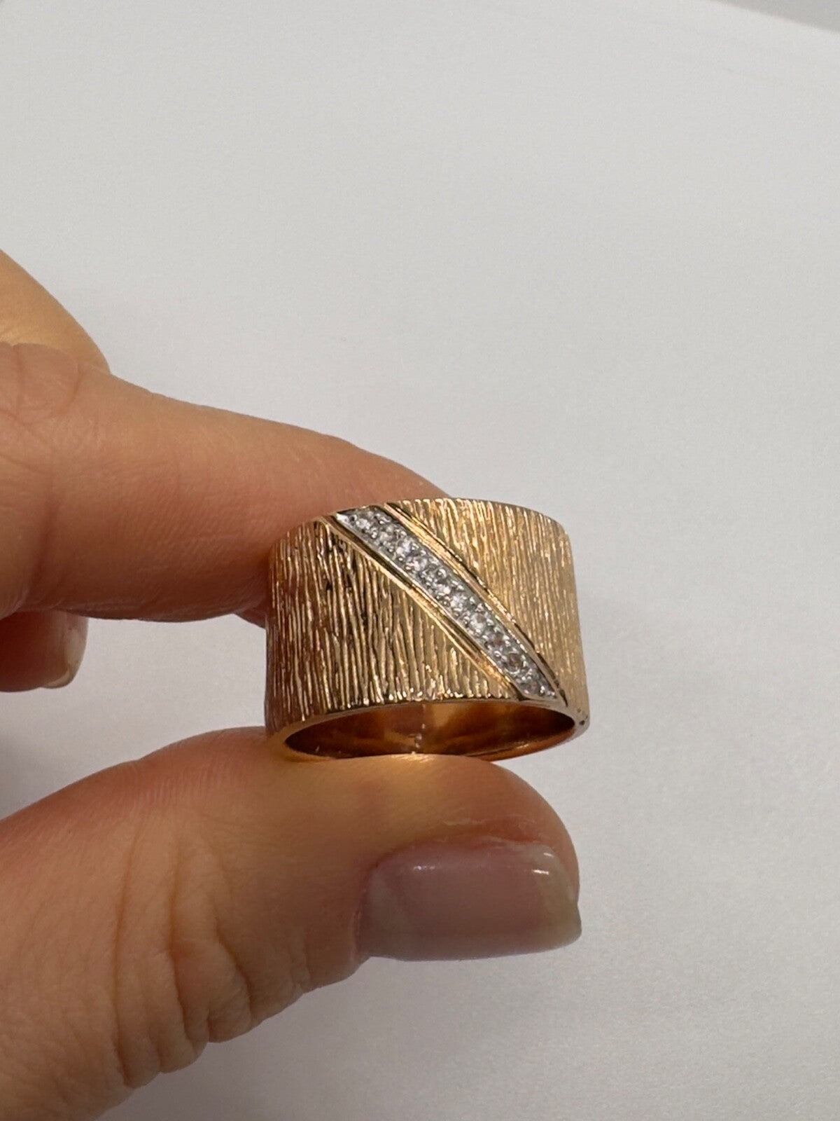 925 Sterling Silver Gold Plated CZ Ring Size 7