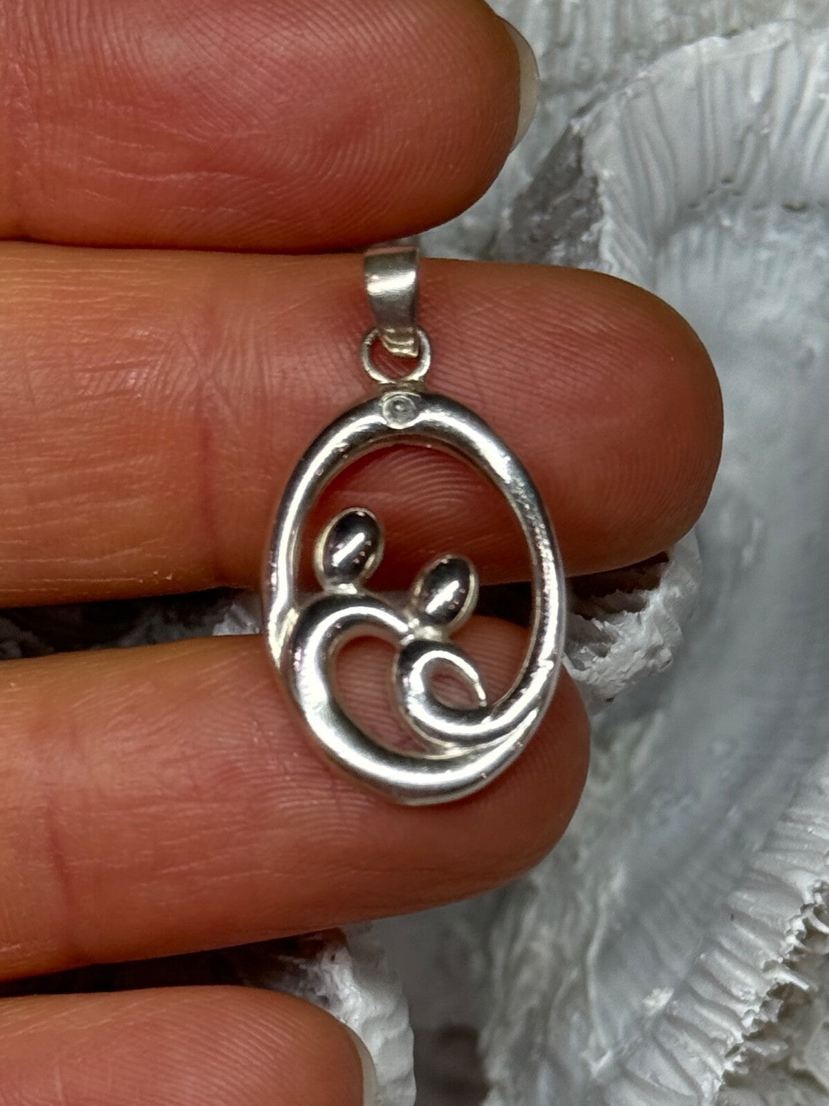 925 Sterling Silver Diamond Pendant Length 1.3 Inch