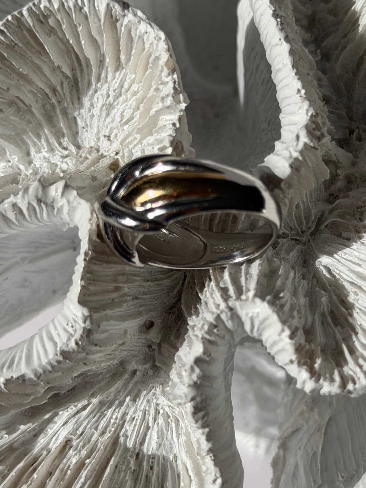 925 Sterling Silver Gold Plated Part Ring Size 7