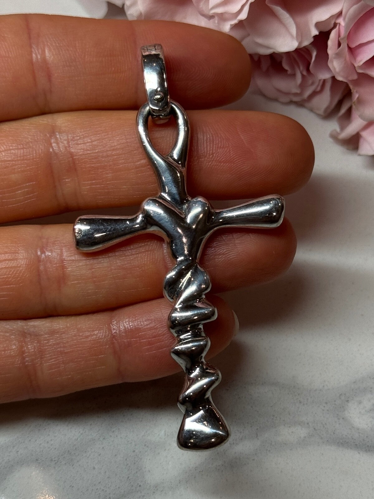 925 Sterling Silver Cross Length 3 in