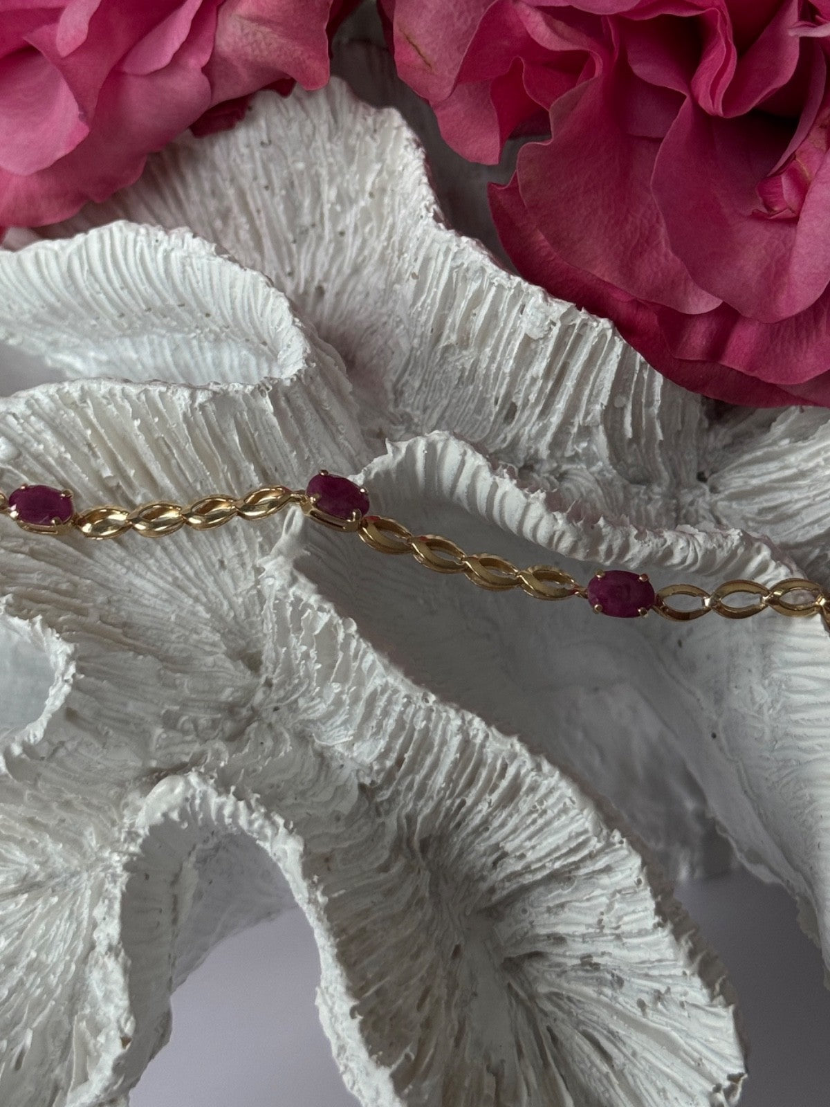 14K Yellow Gold Ruby Bracelet Length 7
