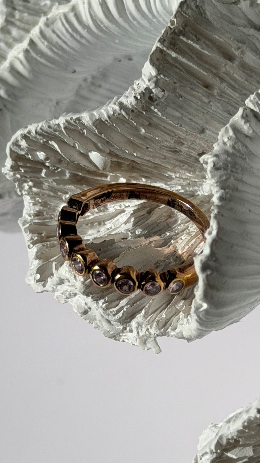 925 Sterling Silver Gold Plated Morganite Ring Size 6