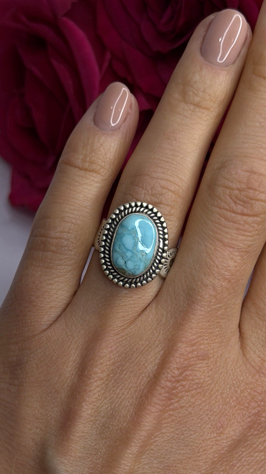 Adjustable Vintage 925 Sterling Silver Blue Turquoise Ring