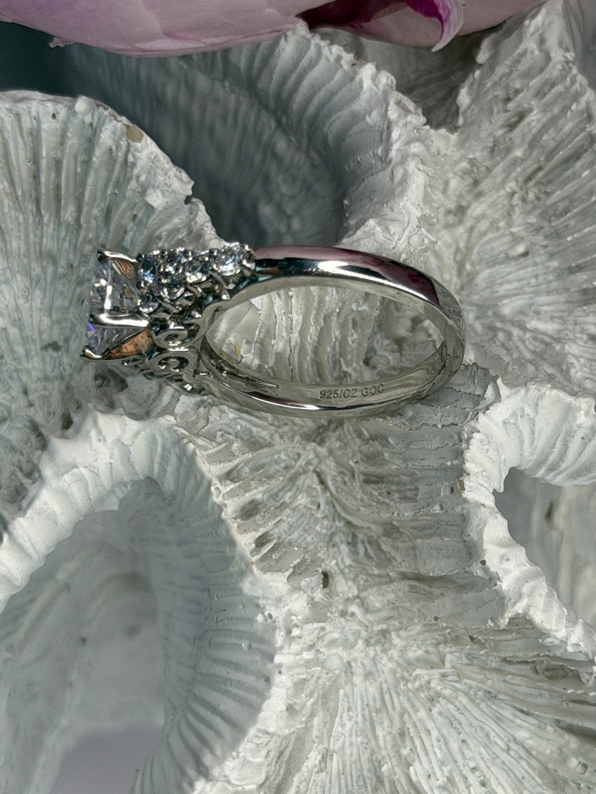 GOC 925 Sterling Silver tcw 1.80 Cz Ring Size 7