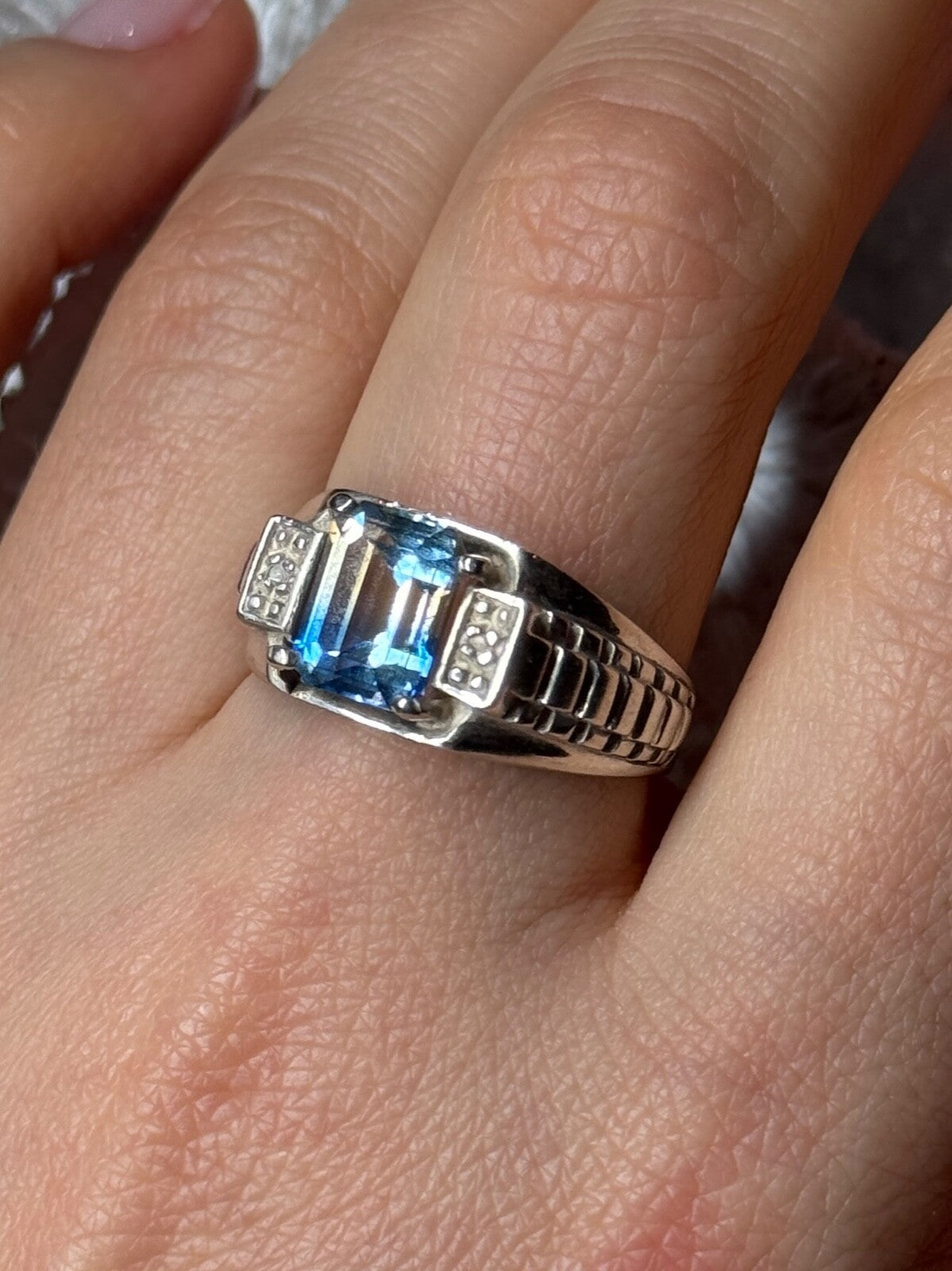 925 Sterling Silver Spinel Men'S Ring Size 8.5