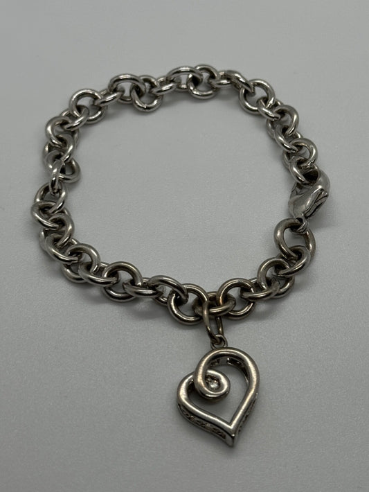 925 Sterling Silver Diamond Heart KSJ Bracelet