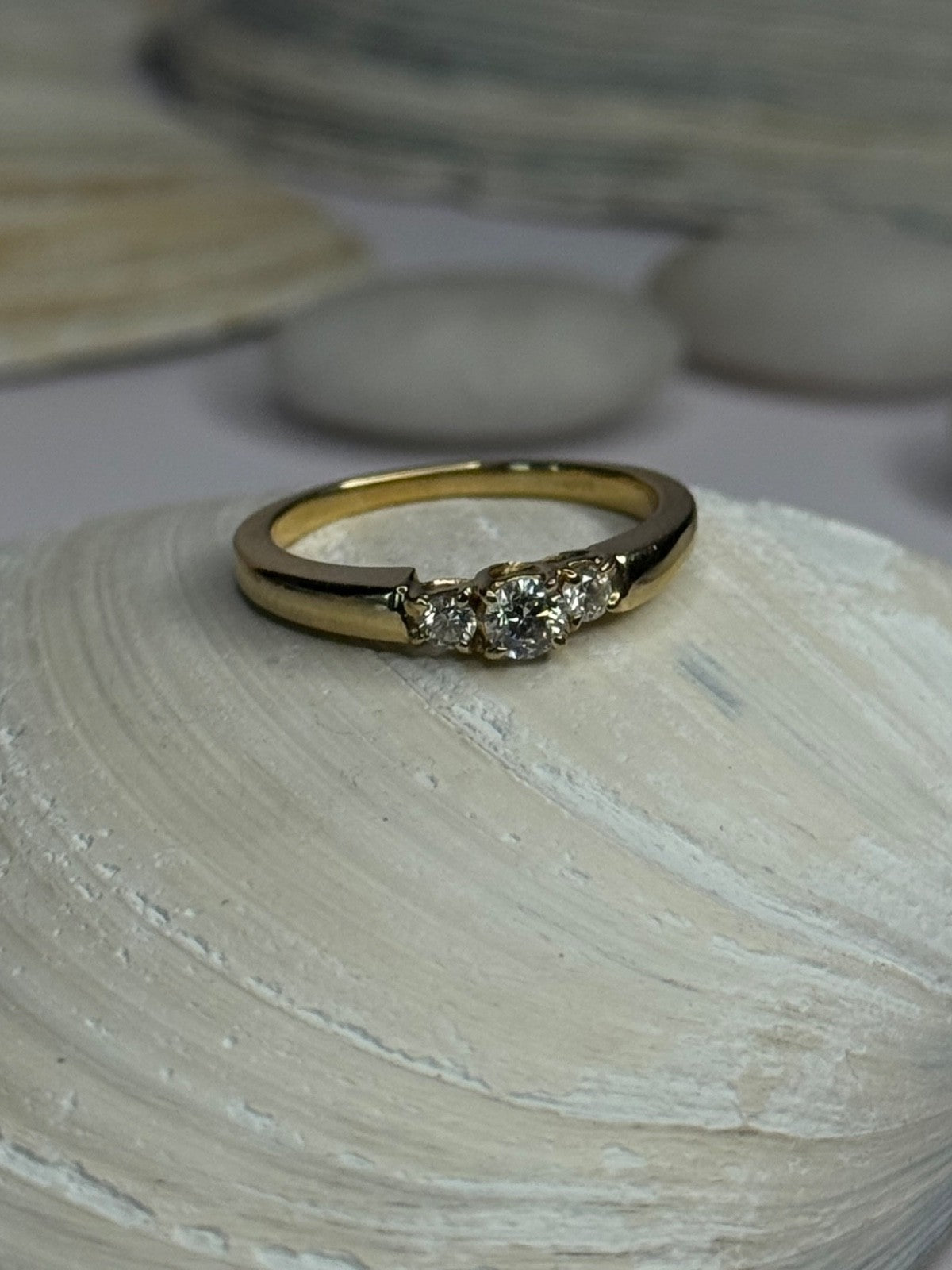 14K Yellow Gold Diamond 0.36 Carat Total Weight Ring Size 7