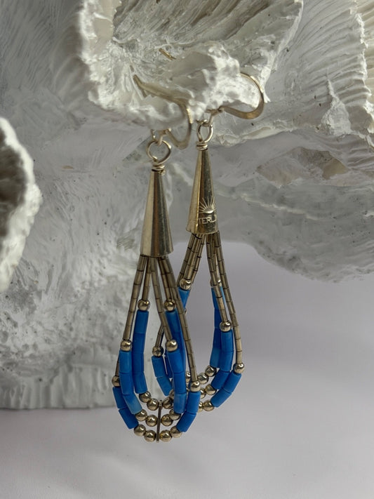Native American 925 Sterling Silver Blue Lapis Earrings