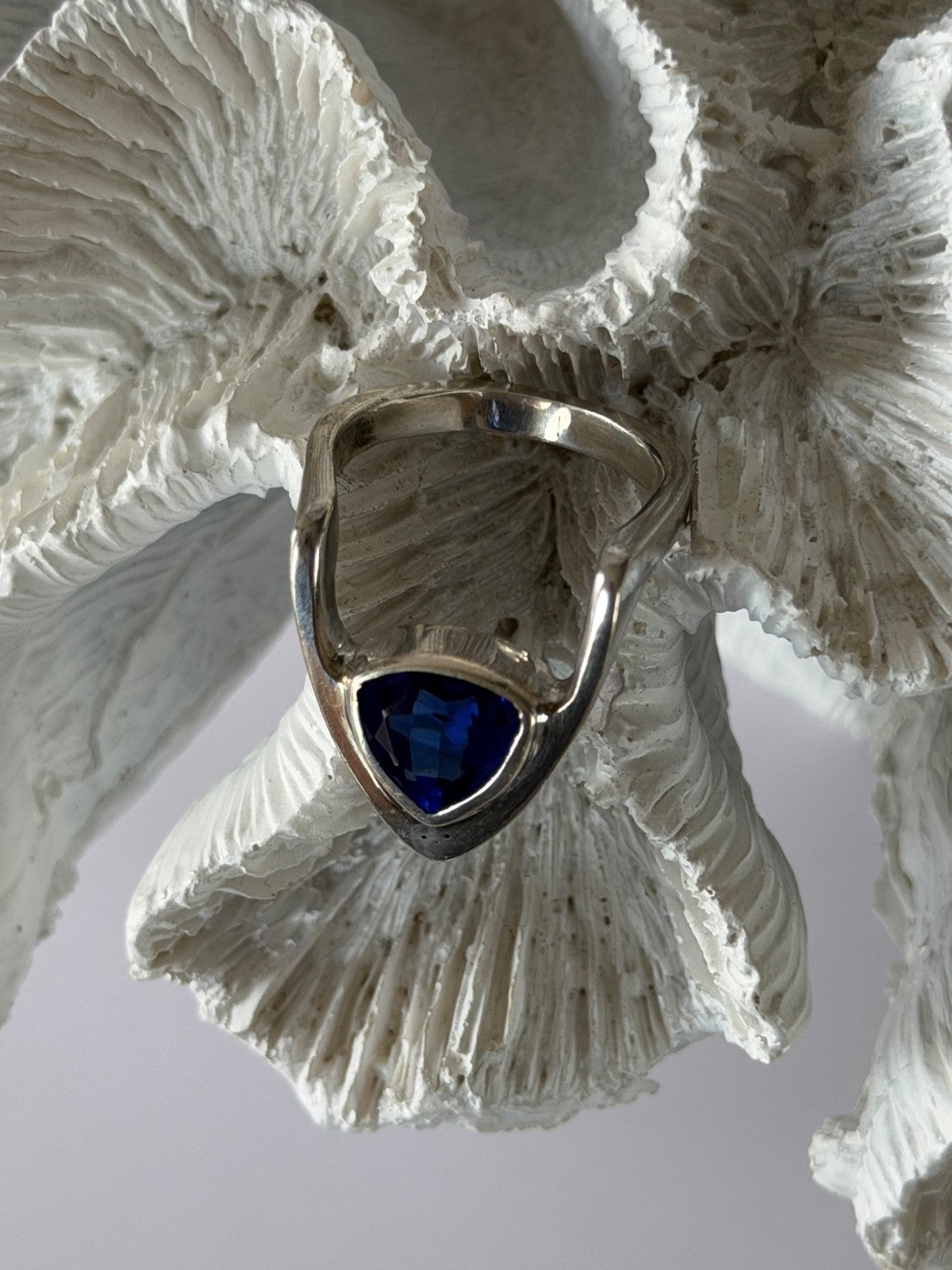 Handmade Custom 925 Sterling Silver Sapphire Ring Size 7.5