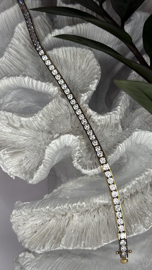 Shiny 925 Sterling Silver Gold Plated Cz Bracelet 7.5