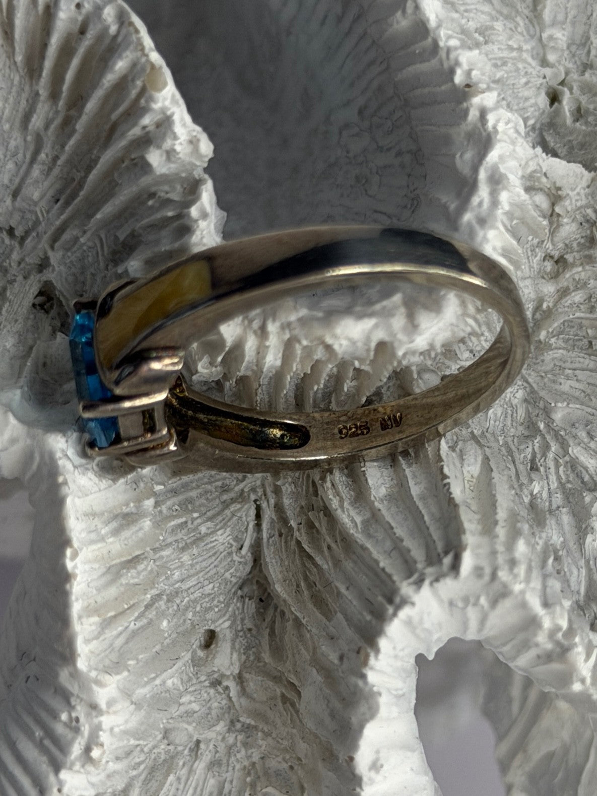 Avon 925 Sterling Silver Topaz & Enamel Ring Size 10