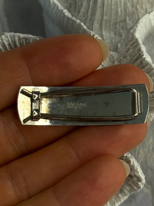 Vintage 925 Sterling Silver Hair Clip Pinch-Wire Clasp Safran