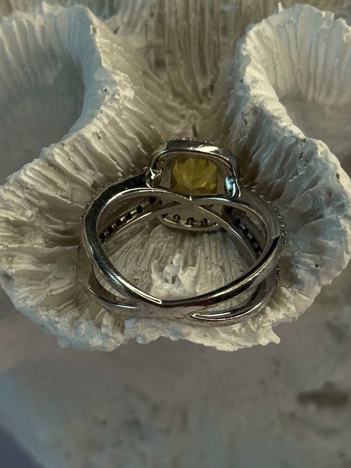 925 Sterling Silver Citrine & Beryl Ring Size 8