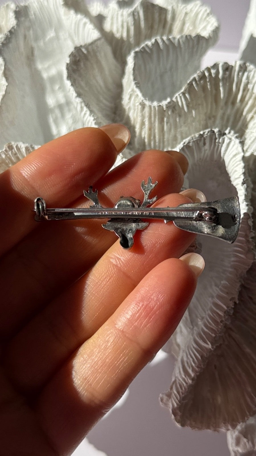 925 Sterling Silver Orange Citrine Deer Brooch