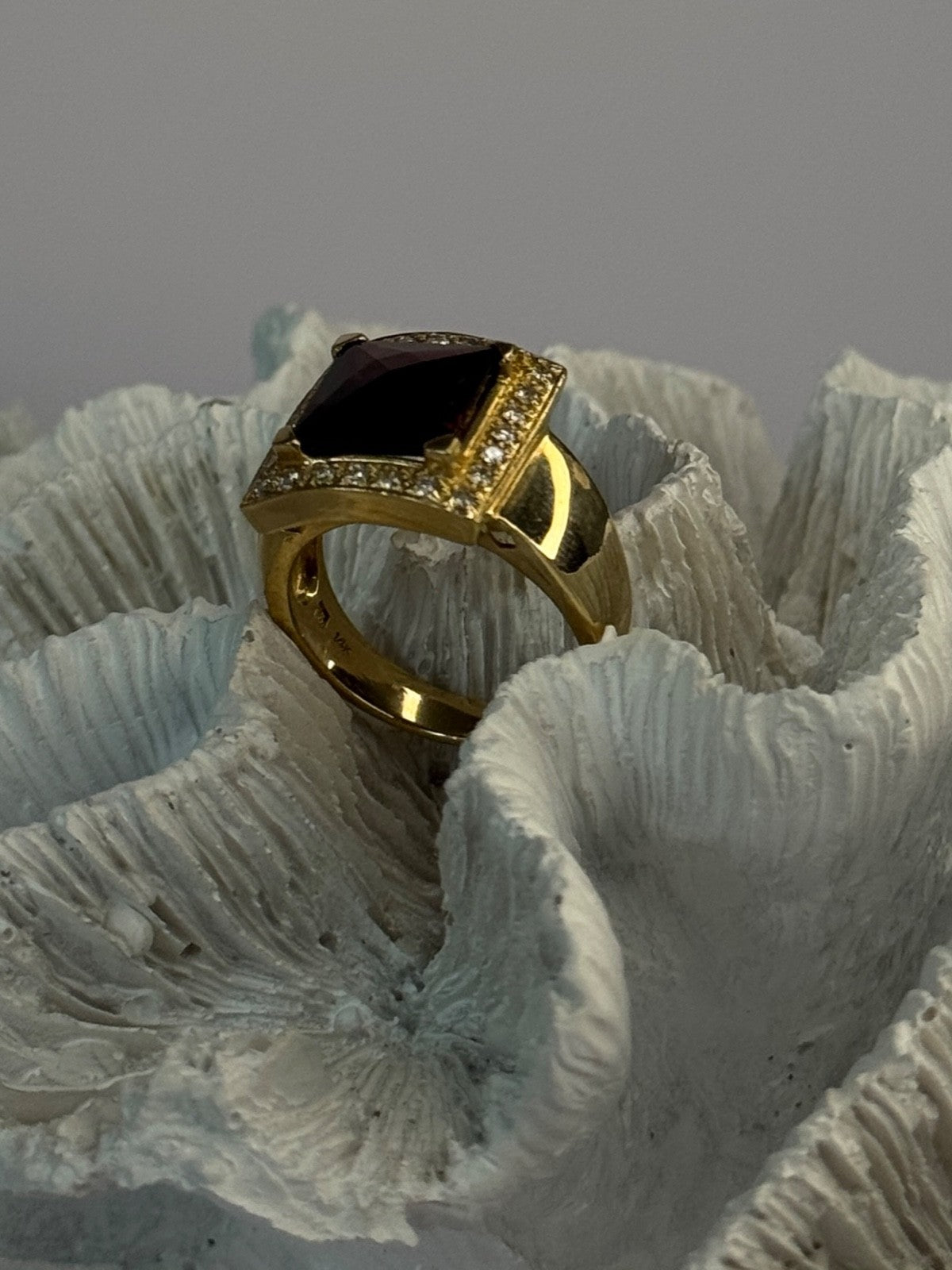 14K Yellow Gold Rubellite & Beryl Ring Size 8