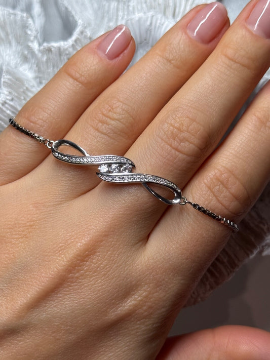925 Sterling Silver CZ Bracelet Slider