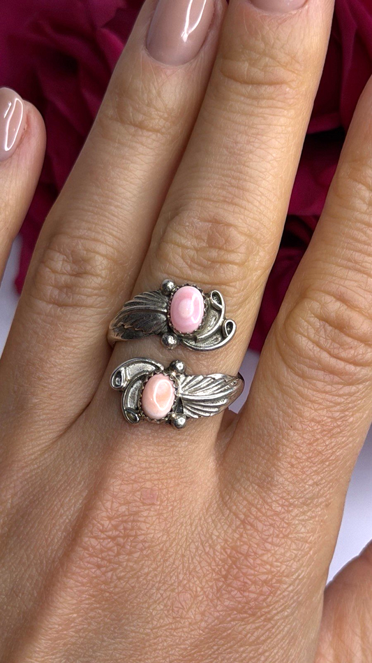 Navajo 925 Sterling Silver Pink Abalone Ring Size 8