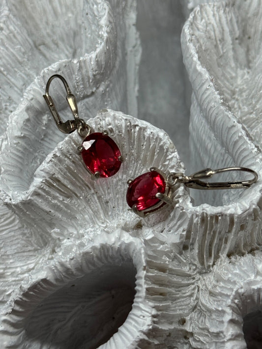 925 Sterling Silver Spinel Earrings Length 1.1 Inch